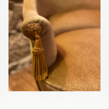 Mustard yellow velvet toad chair, excellent condition