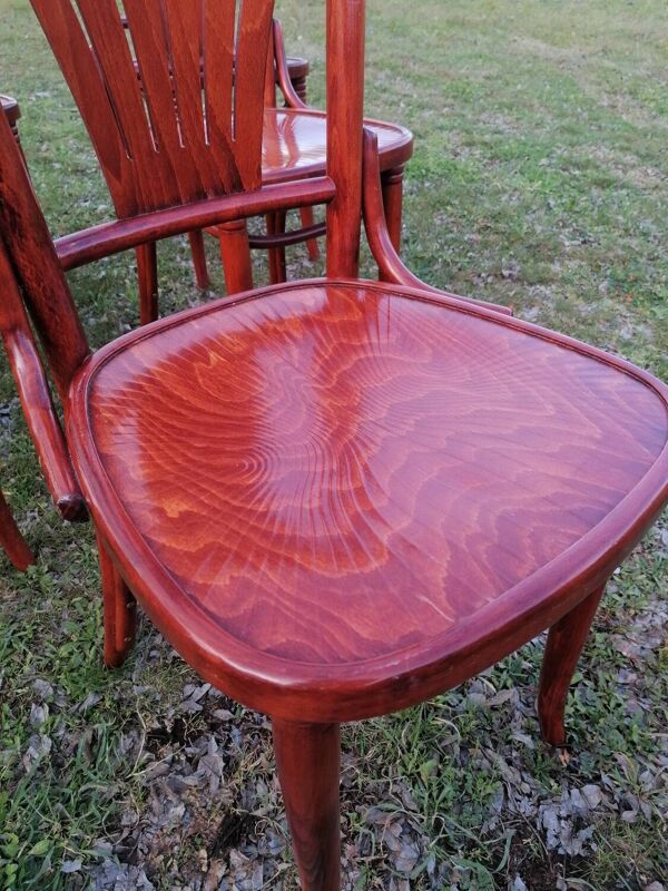 Lot de 6 chaises bistrot vintage en bois courbé