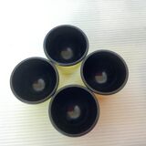 4 old eggcups yellow and black Emsa