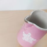 Vase pichet rose Sarreguemines peint à la main vers 1900