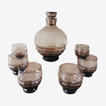 Ensemble carafe et verres art déco