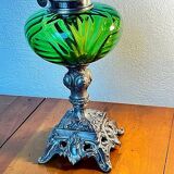 OIL LAMP - HUGO SCHNEIDER - GILT BRONZE LEG – NAPOLEON 3- GREEN GLASS – LATE 19th century – RA PIECE