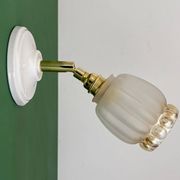 Applique tulipe vintage en verre dépoli et ambré