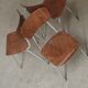 Set of 3 Czech school chairs in metal and wood.