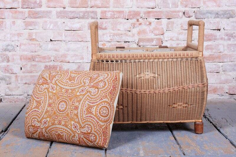Czech Art Deco Stool in Wood and Hemp, 1940s