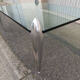 Vintage coffee table glass slab and chrome