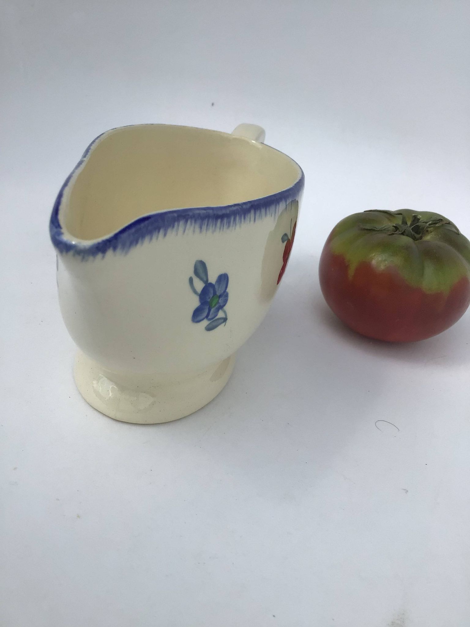 Sauceboat Mary Lou Digoin Sarreguemines blue rim