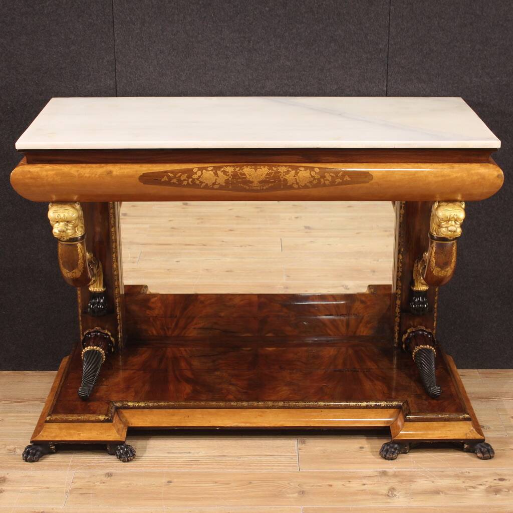 Spanish console in inlaid wood from the 19th century