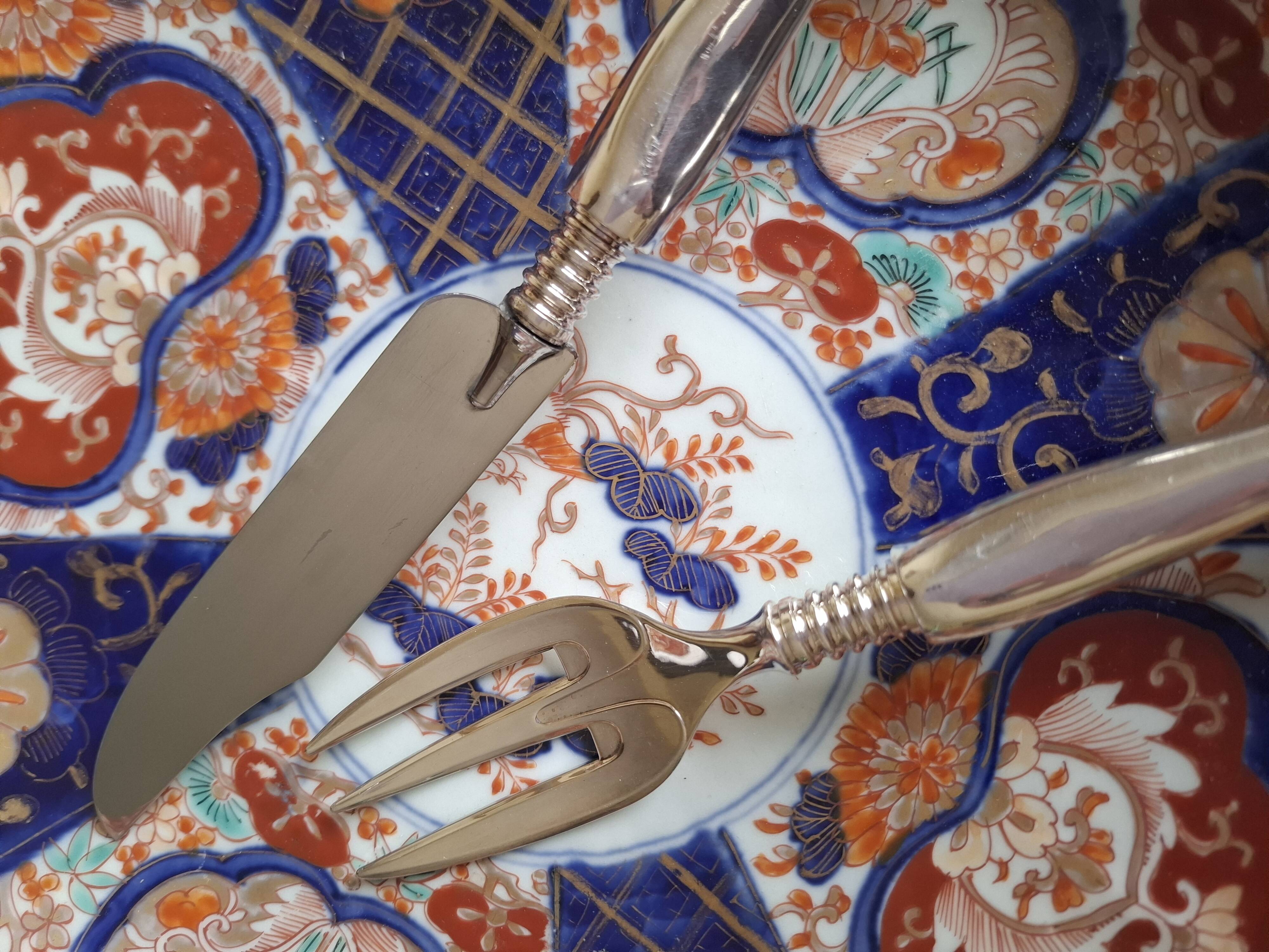 5 silver-plated metal service cutlery by the sculptor Miguel Berrocal