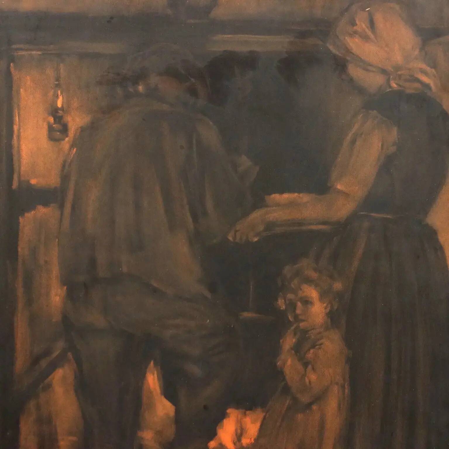 Modern painting by Giuseppe Siccardi, chalks and pencils on paper from the 1900s.
