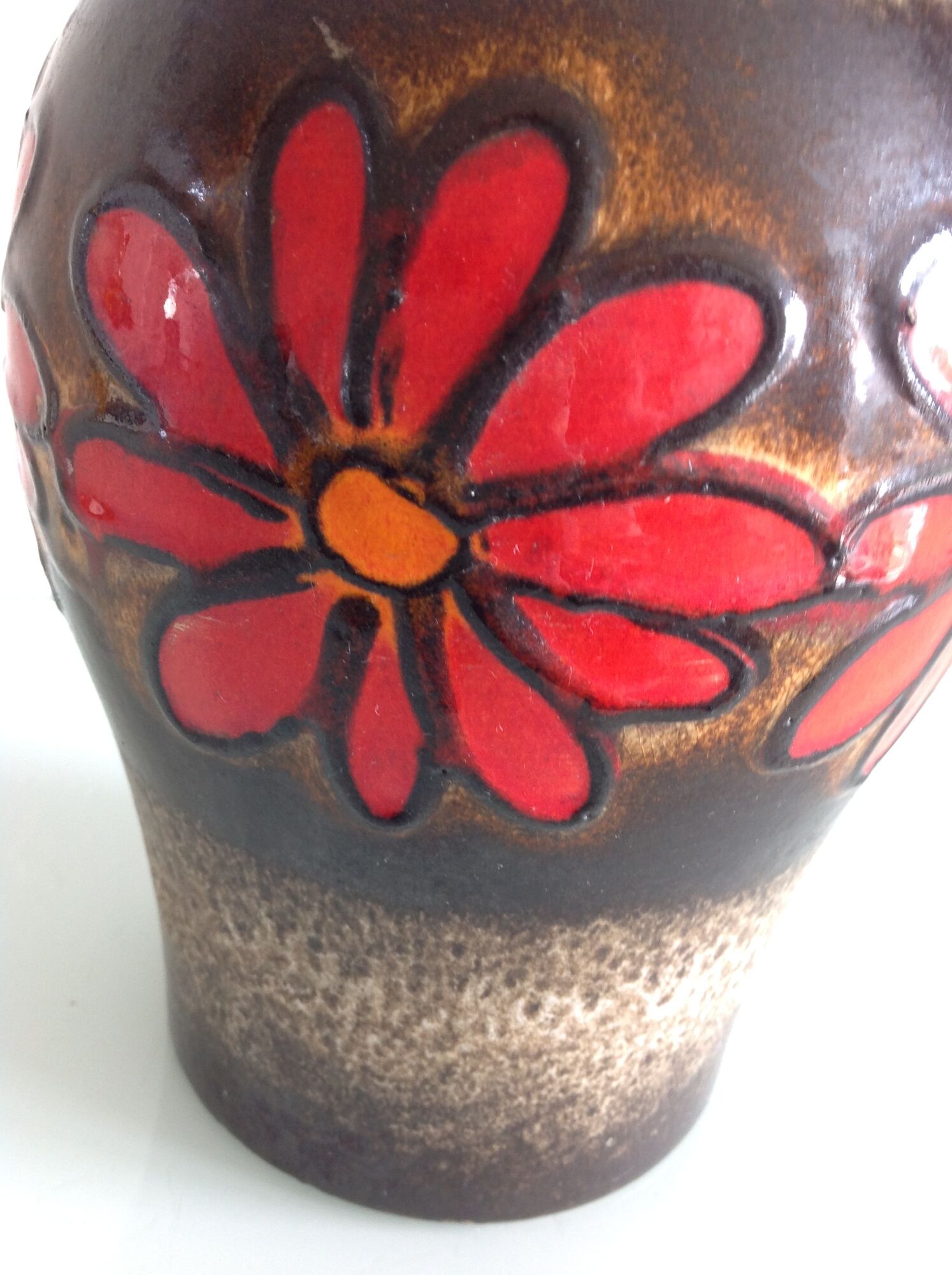 Fat Lava style red flower vase by Scheurich Keramik vintage 60s-70s