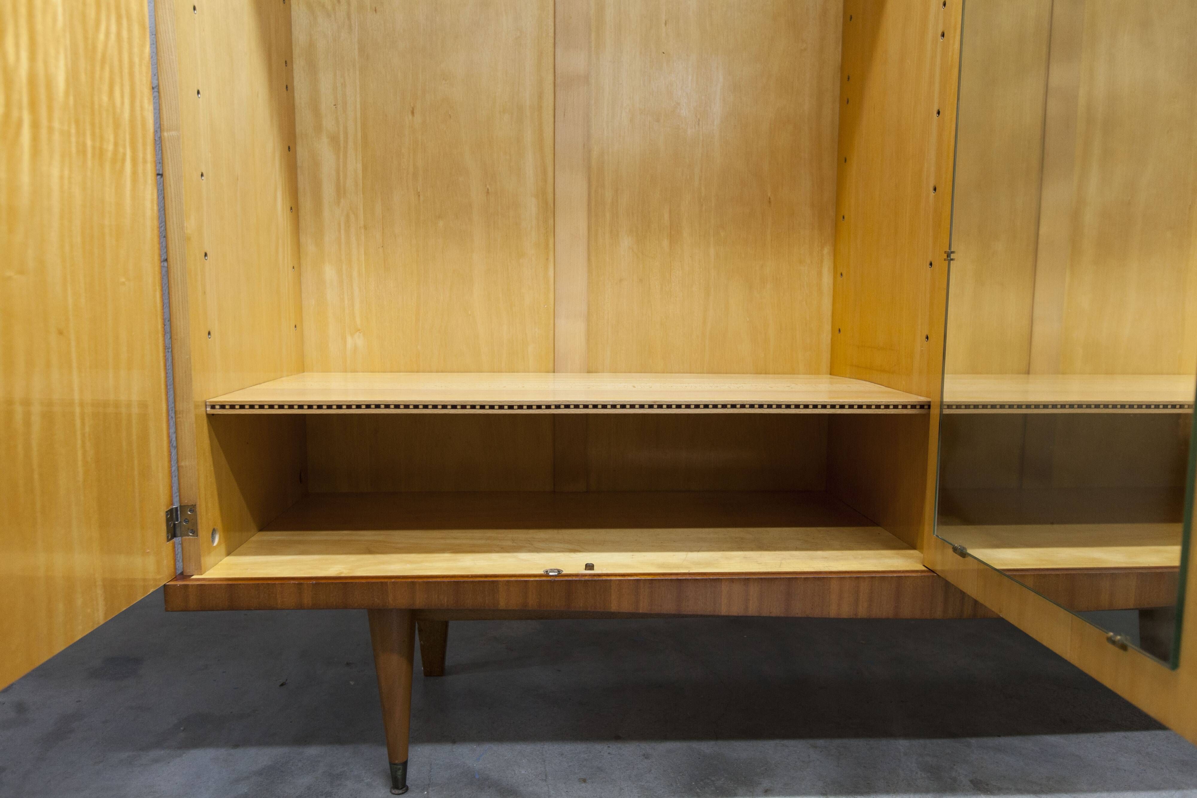 1960 Scandinavian wardrobe, atypical blond wood varnished, 4 doors 3
