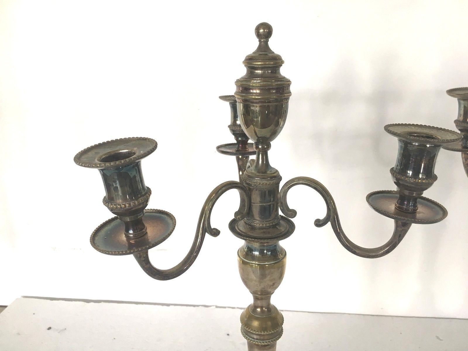 Pair of Louis XVI style in silver bronze candelabra