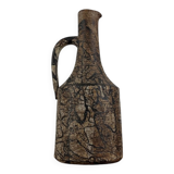 Brutalist vintage studio pottery vase carafe by Gerhard Liebenthron, 1970s.