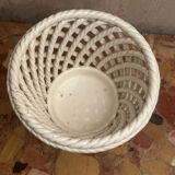 Vintage woven ceramic cache-pot