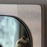 Bevelled mirror in brushed aluminium 1970