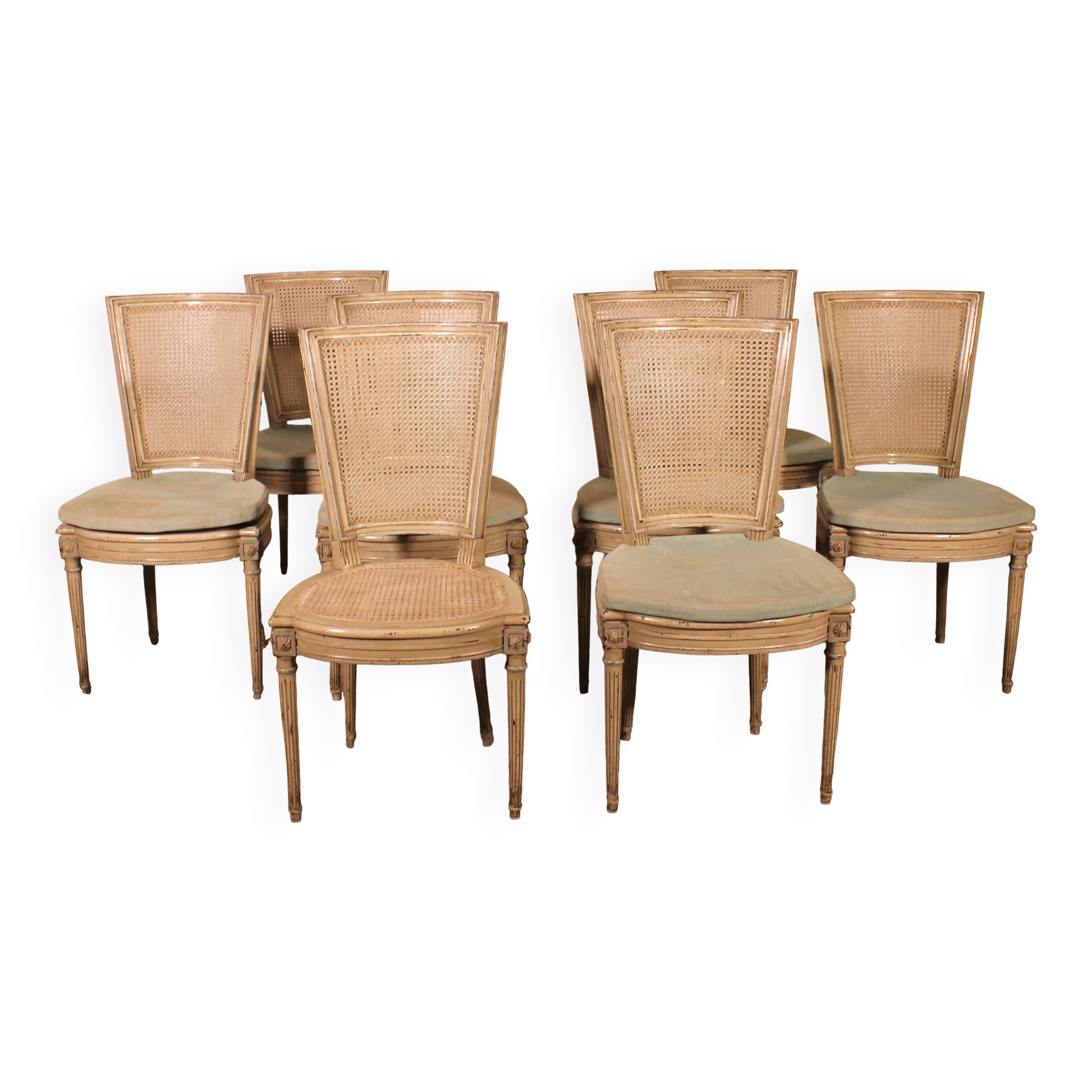 Set Of 12 Louis XVI Style Chairs In Polychrome Wood - 19th Century