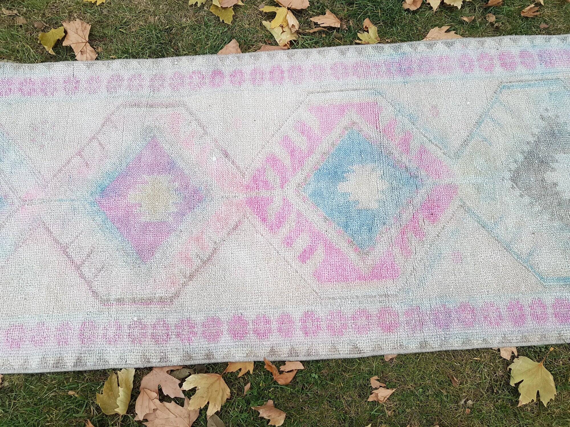 Vintage Turkish hallway rug 80x400 cm