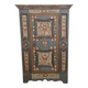Antique blue hand-painted small Alpine wardrobe, circa 1810-20