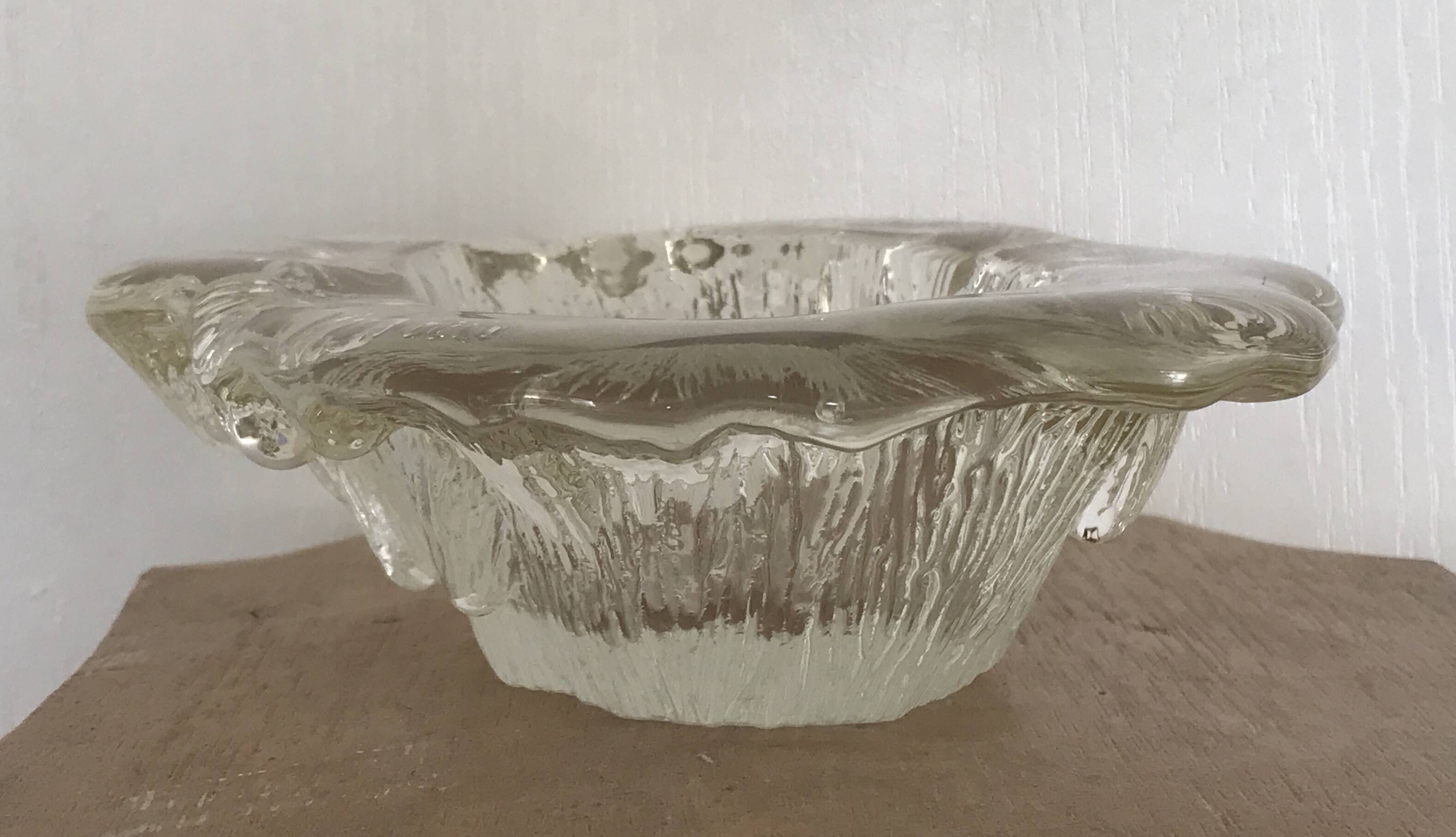 Blenko ashtray, pocket emptier in modernist glass, brutalist design, 1960