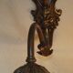 Pair French Antique Brass Greenman Single Wall Lights White Frilled Shade 4572