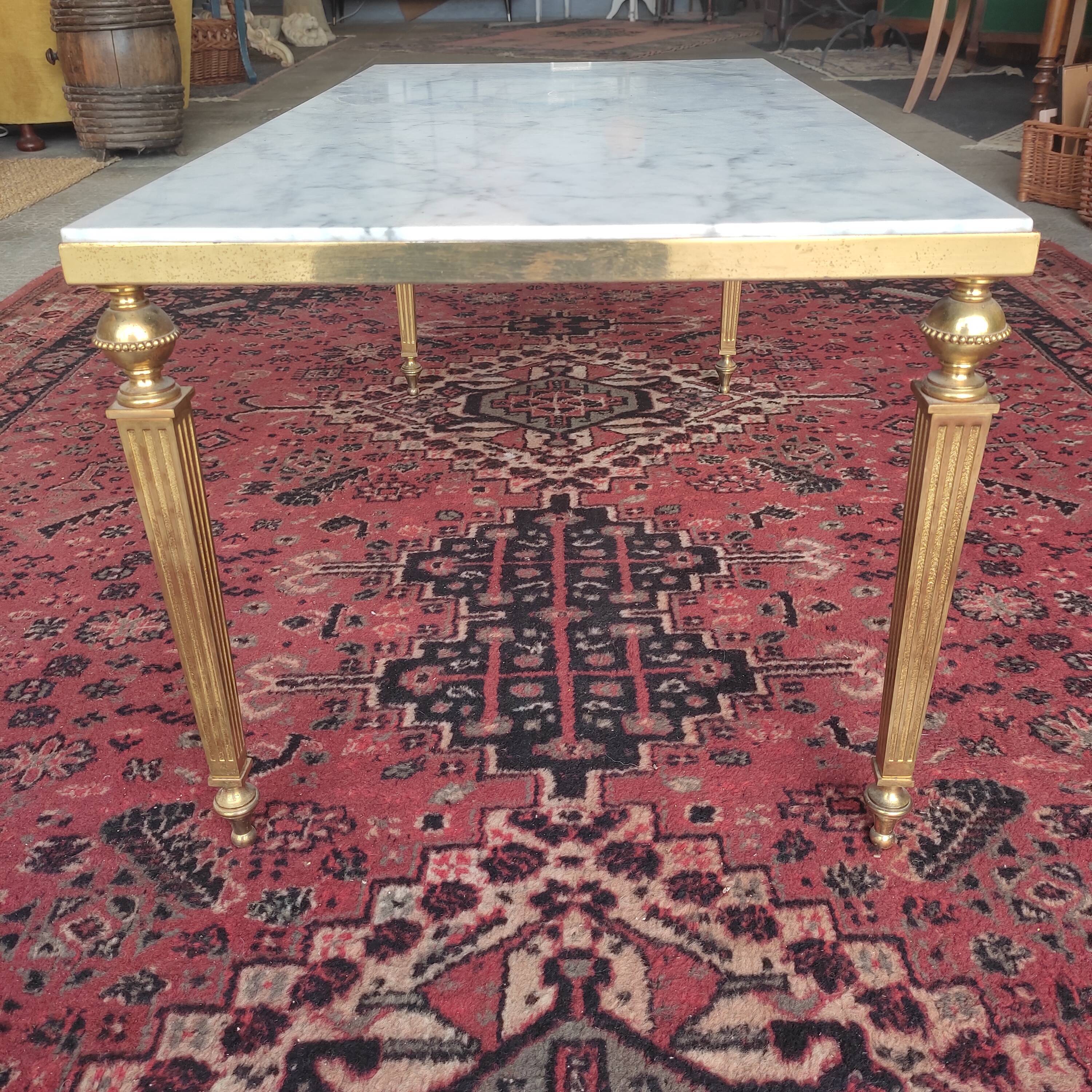 Marble and brass coffee table