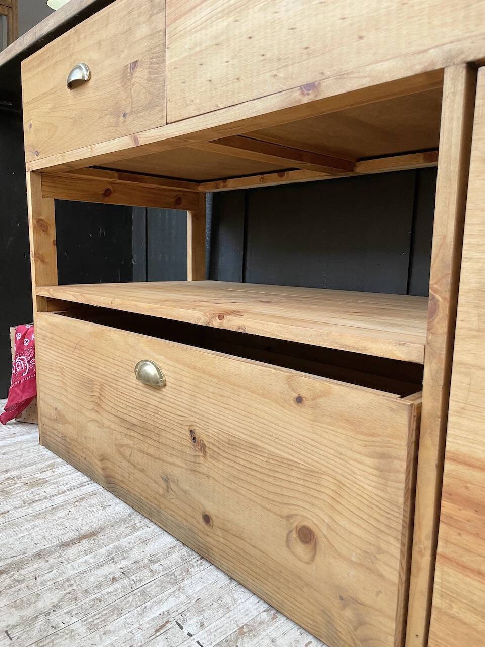 2m pine counter or central island with storage