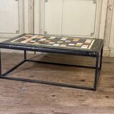 Coffee table, marble samples, custom metal base.