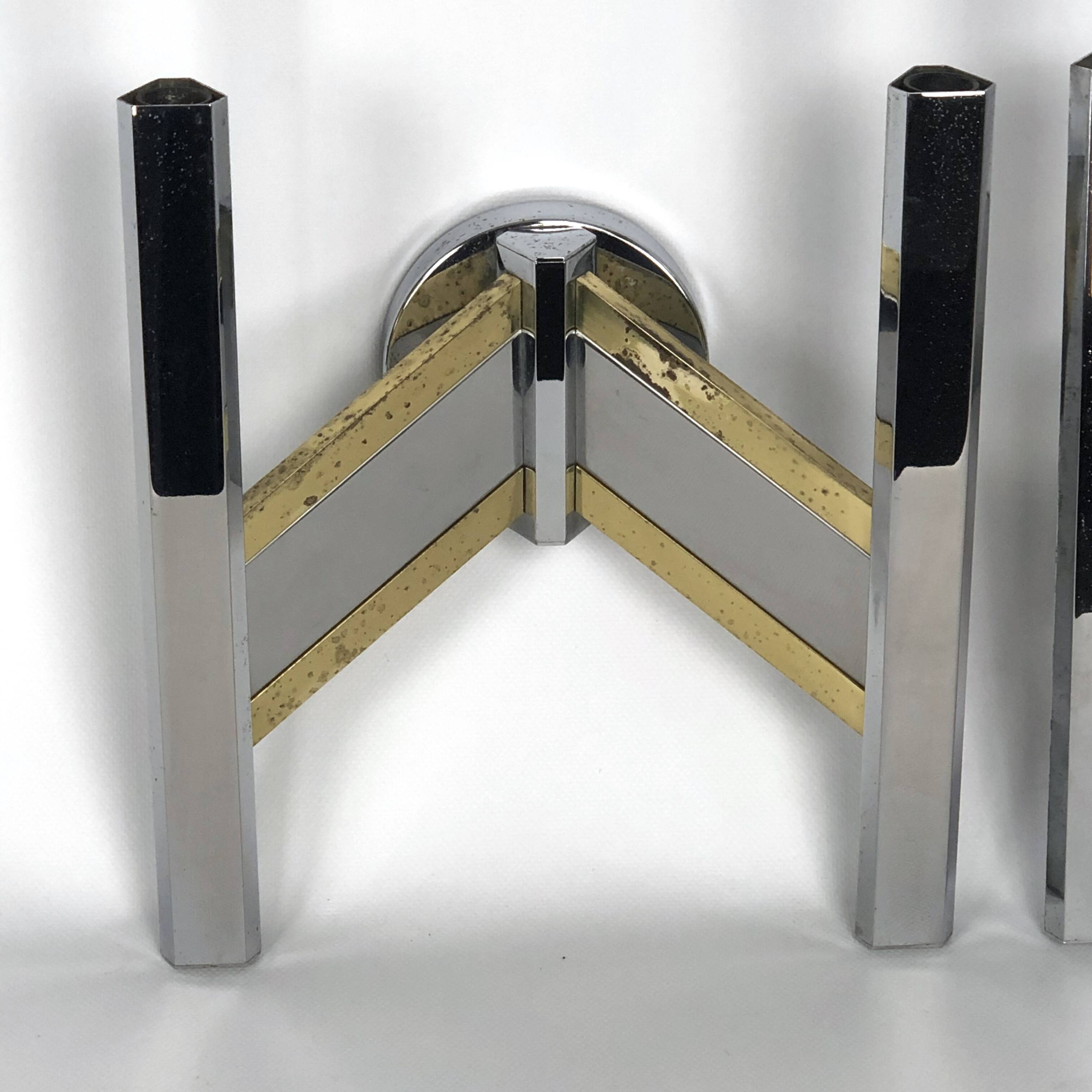 Pair of brass and chrome sconces from Sciolari 70