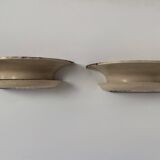 Pair of vintage modernist wall lights, beige painted metal and glass, France, 1930