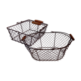 Duo de paniers grillagés en métal vieilli