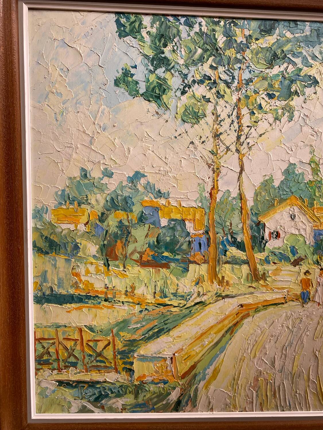 Old oil on panel andré poirson 1954 + vintage wood frame