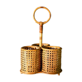 Rattan bottle holder and cannage, 1970