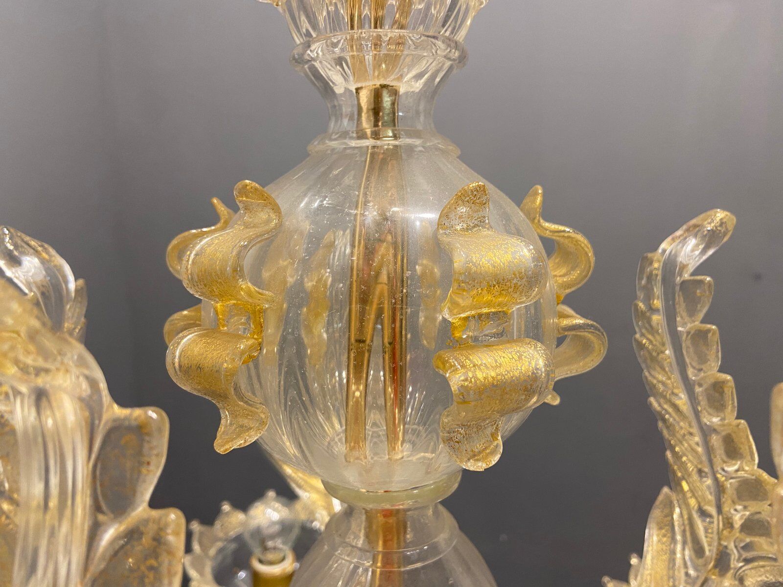 Italian Murano Glass Gold Chandelier by La Murrina
