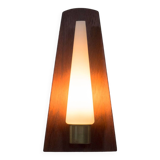 Vintage Danish teak, brass and opaline glass wall lamp