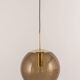 Large smoked glass ball pendant by Limburg with brass, Germany, 1970s.