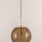 Large smoked glass ball pendant by Limburg with brass, Germany, 1970s.