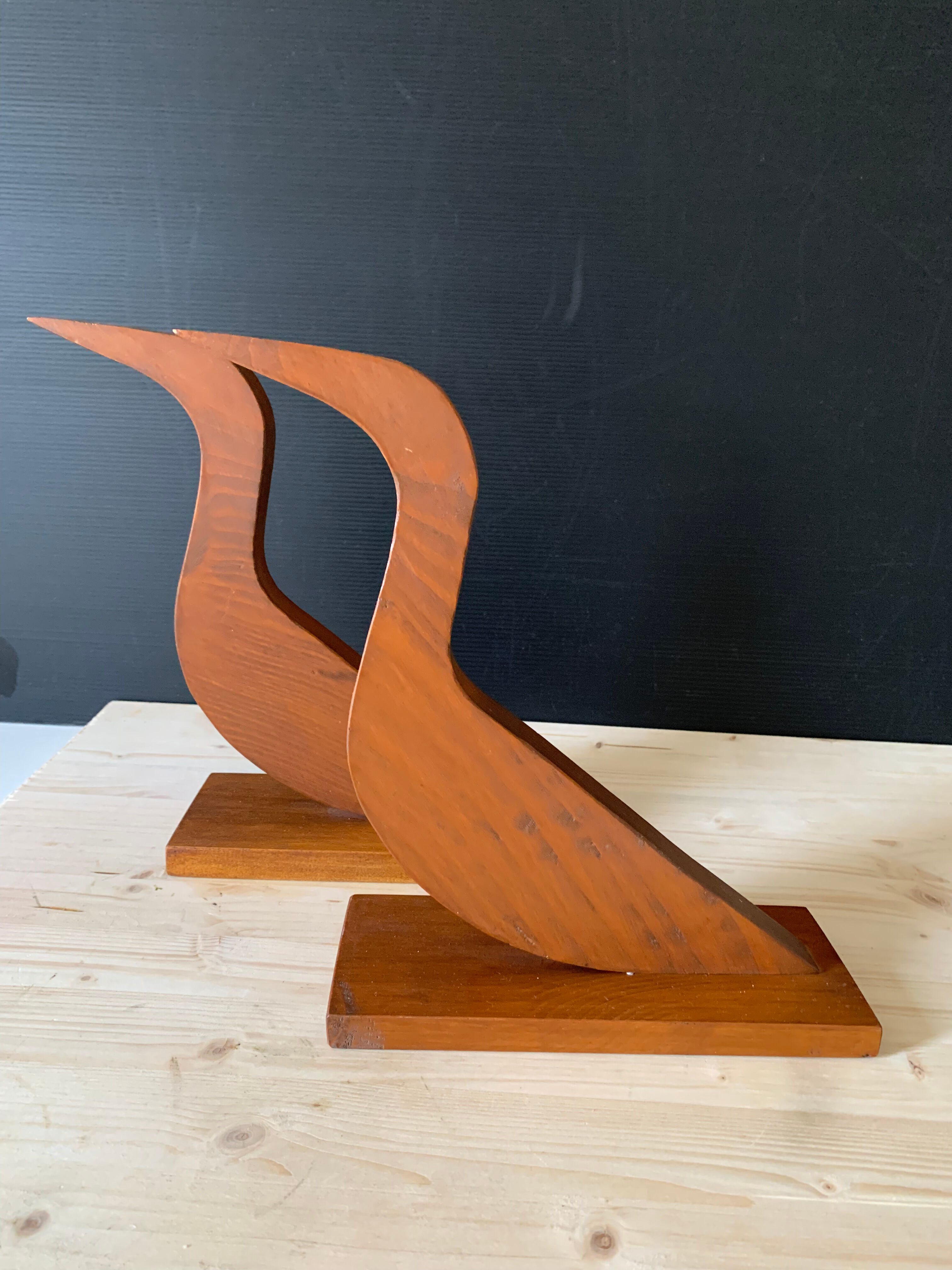 Vintage wood bird sculptures