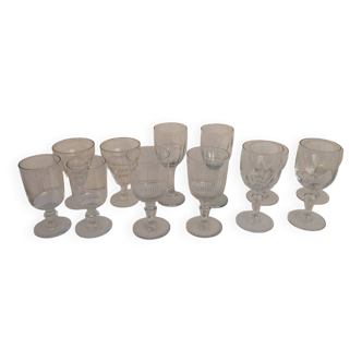Set of 12 antique stemmed glasses
