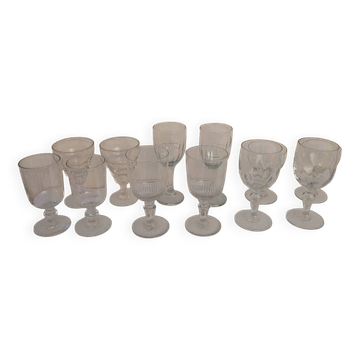 Set of 12 antique stemmed glasses