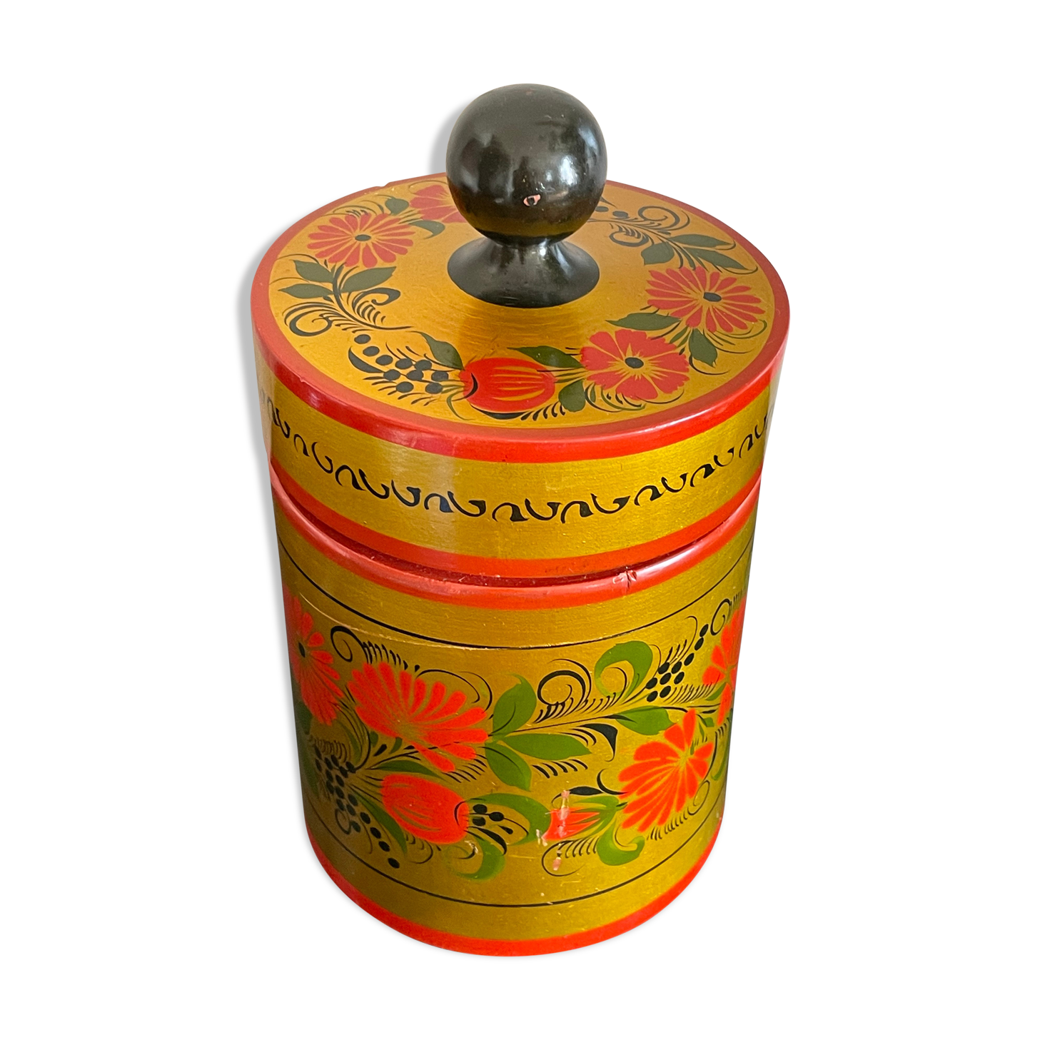 Wooden box Russian lacquered décor flowers