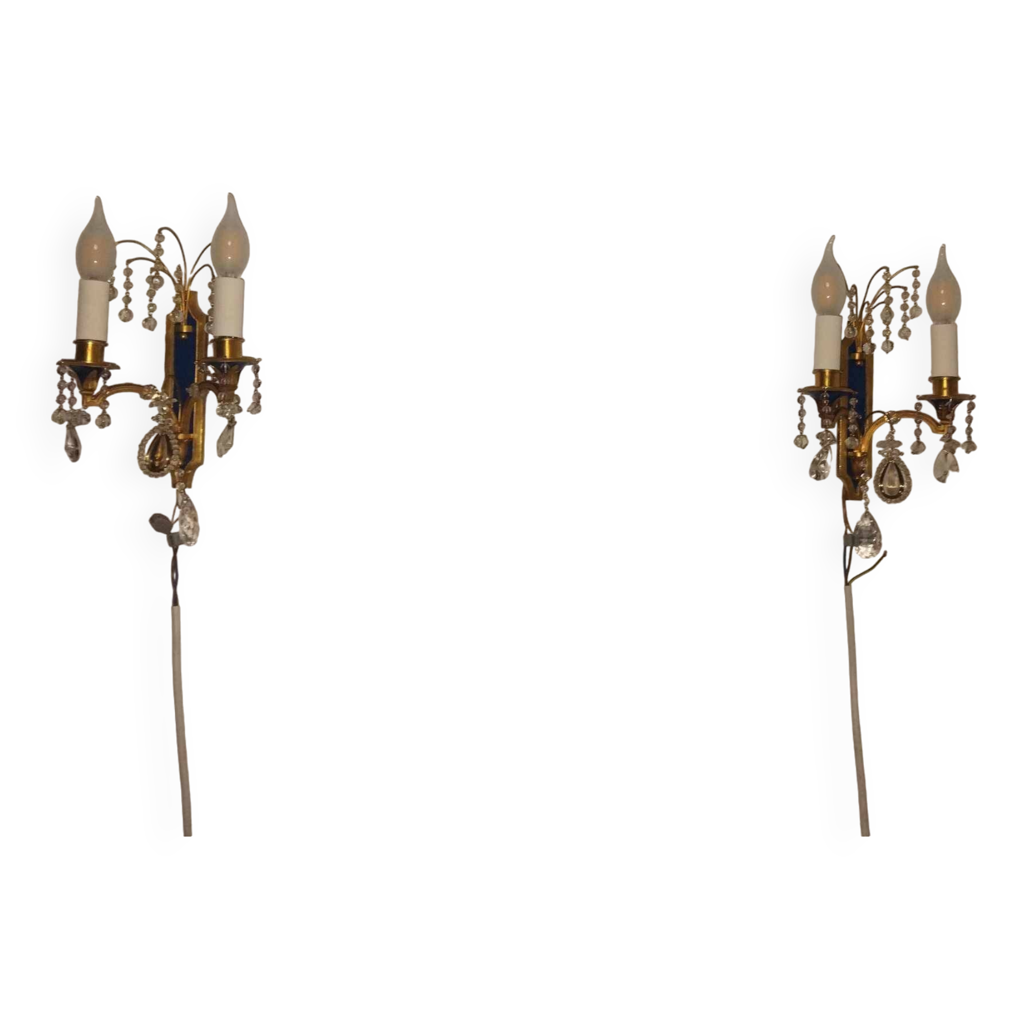 Pair of Louis XVI style gilt bronze wall lights