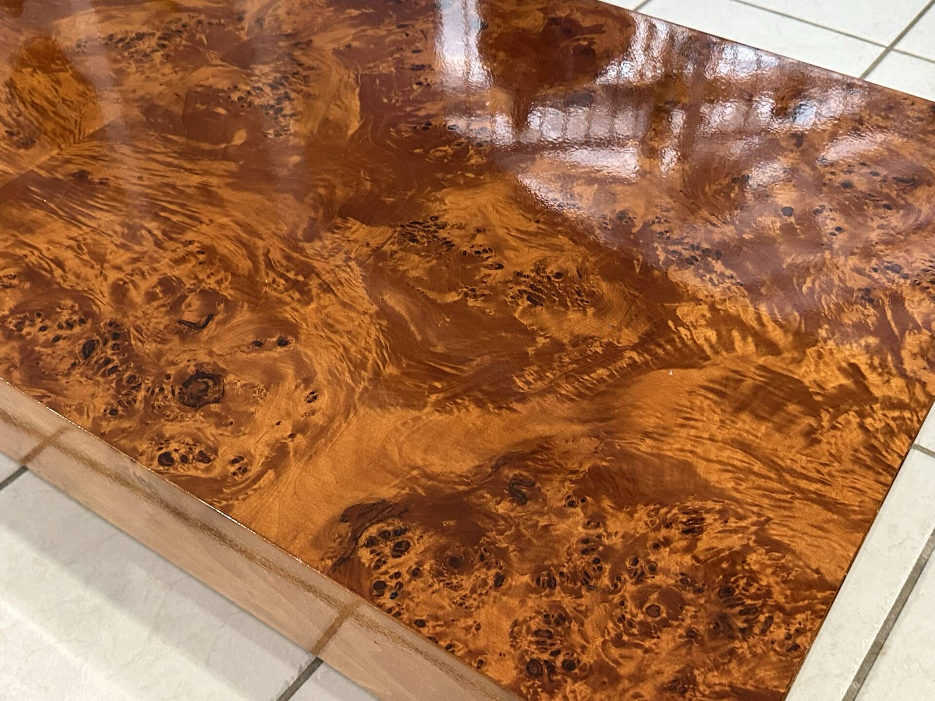 Vintage 1970s Elm Burl Coffee Table