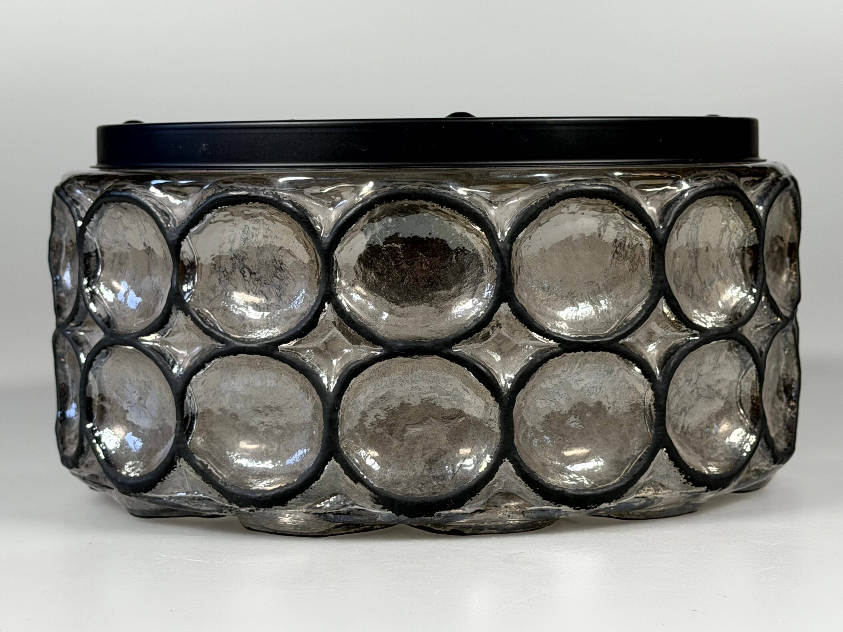 Plafonnier des années 60 70 Glashütte Limburg Allemagne en verre et métal
