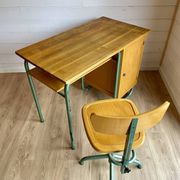 Vintage Stella 1950 school desk and swivel chair set