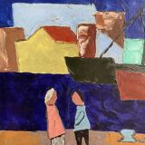 Oil on canvas "View of the port"
