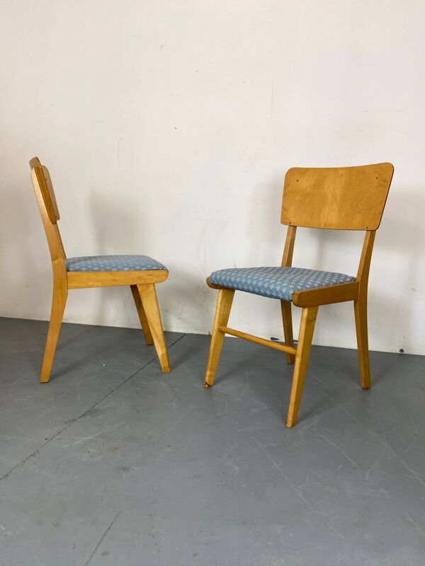 Chaises de salle à manger en hêtre modernistes du milieu du siècle, années 1950, lot de 2