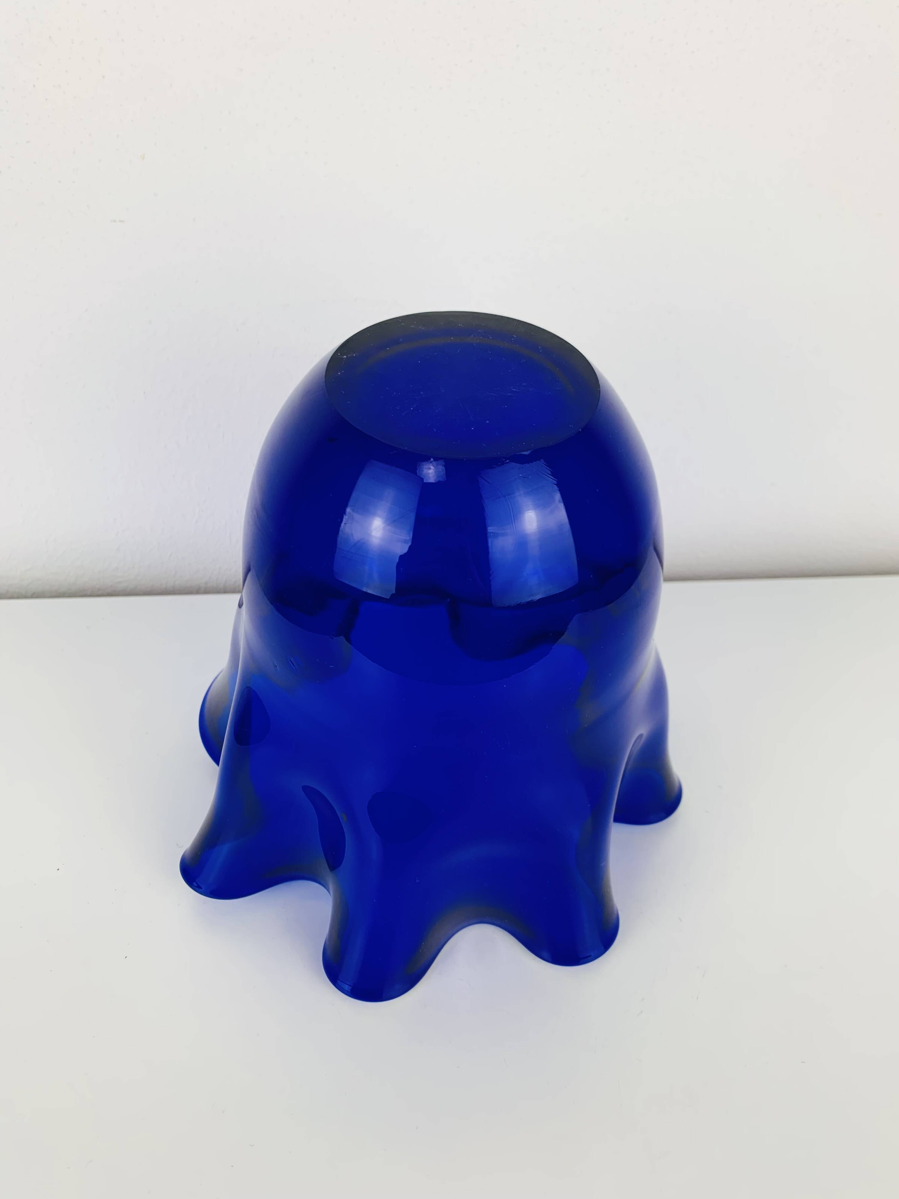 Vintage cobalt blue glass handkerchief vase