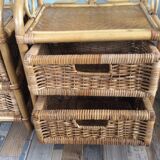 Pair of rattan bedside tables from the 70s