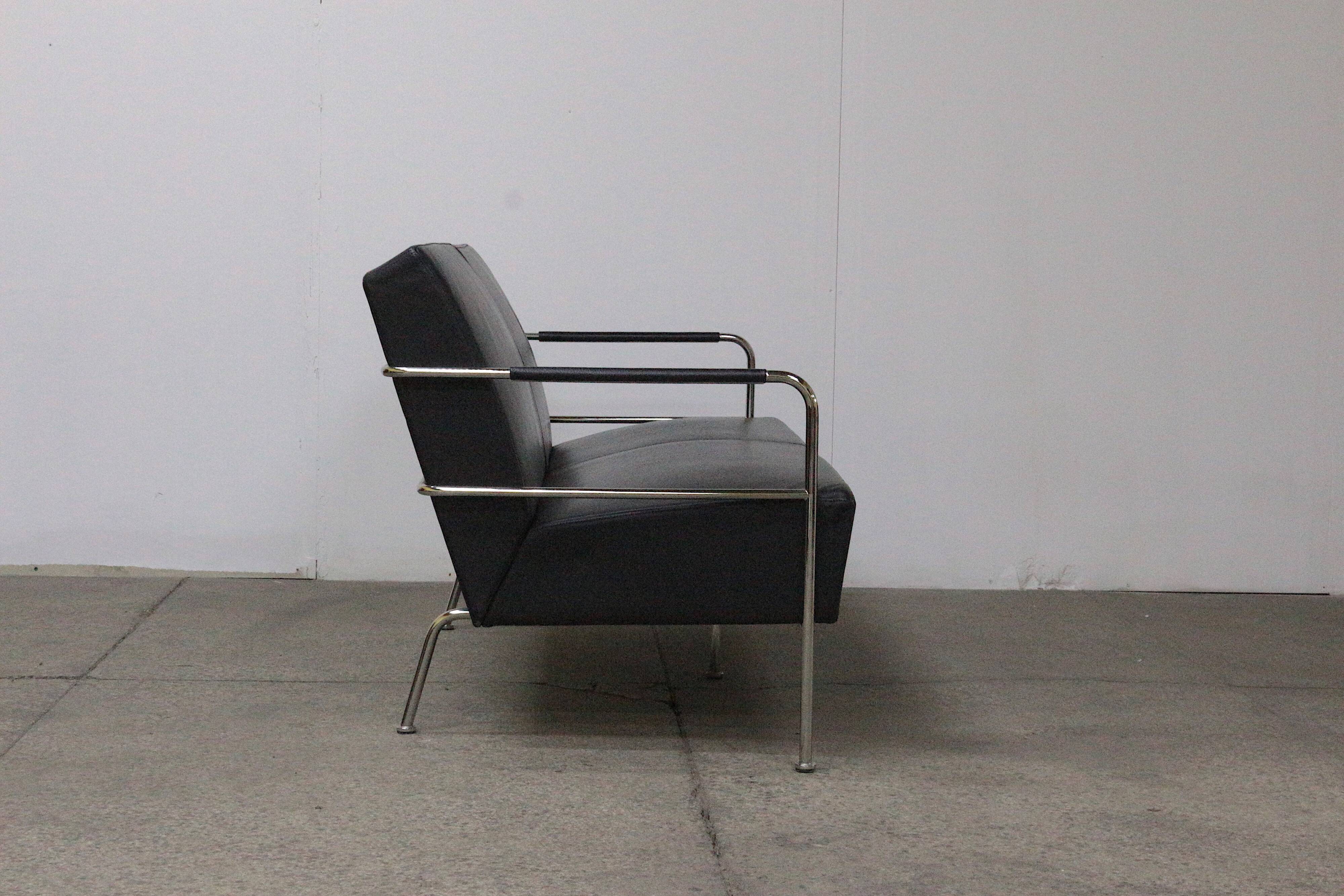 Leather & chrome sofa by Gunilla Allard, Sweden 1994